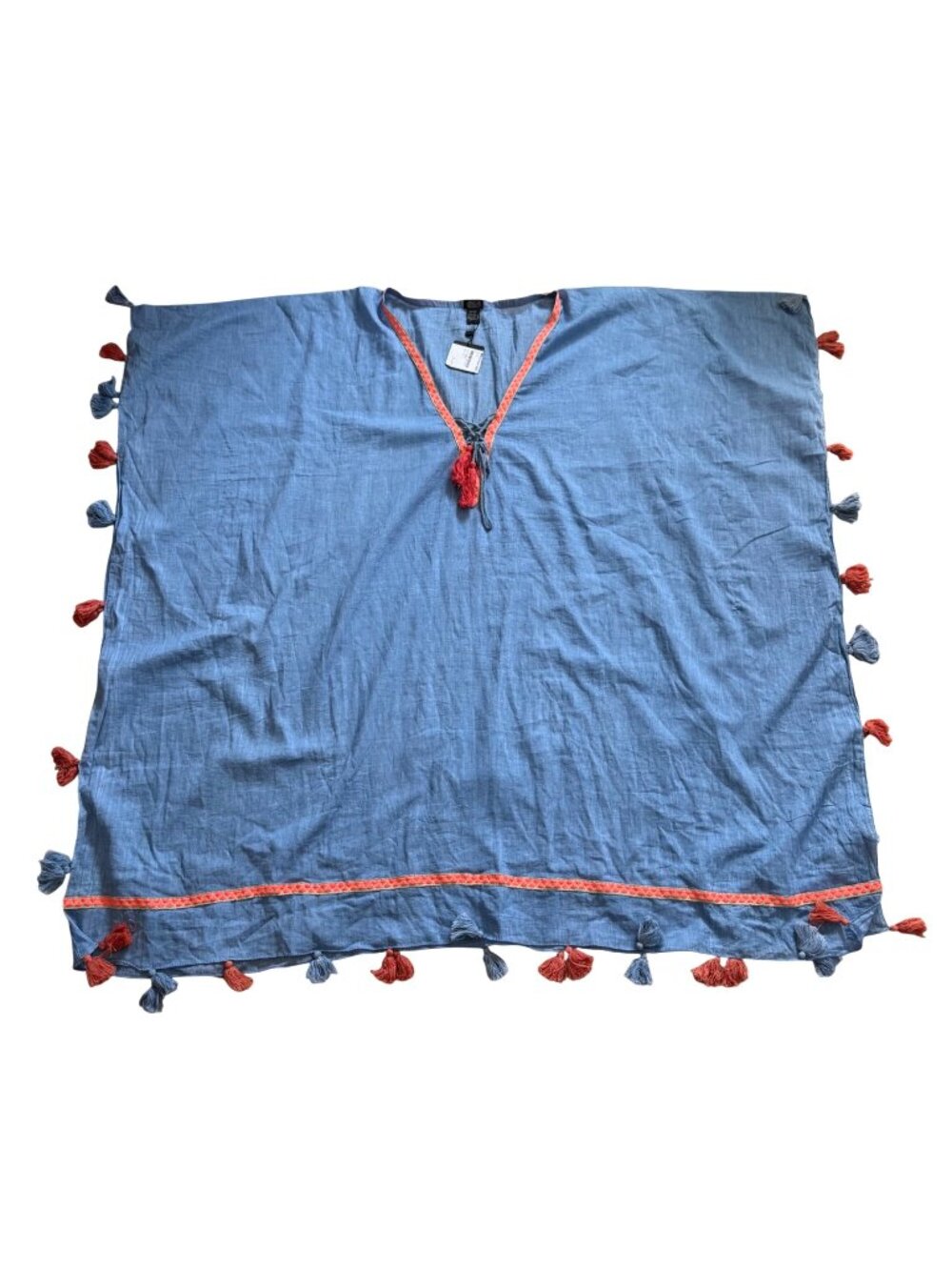 Roffe Accessories Women's Swimsuit Cover Up OS Coastal Summer Beach Tassels Blue